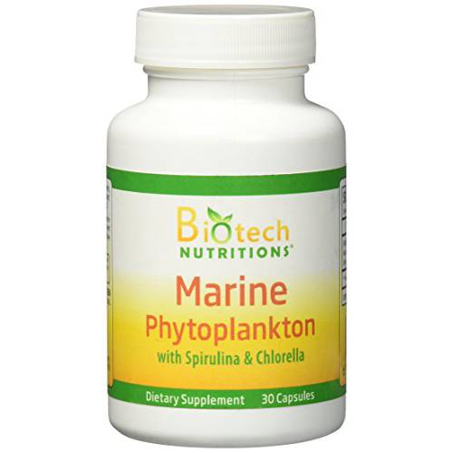 Biotech Nutritions Marine Phytoplankton with Spirulina and Chlorella Vegetable Capsule, 30 Count