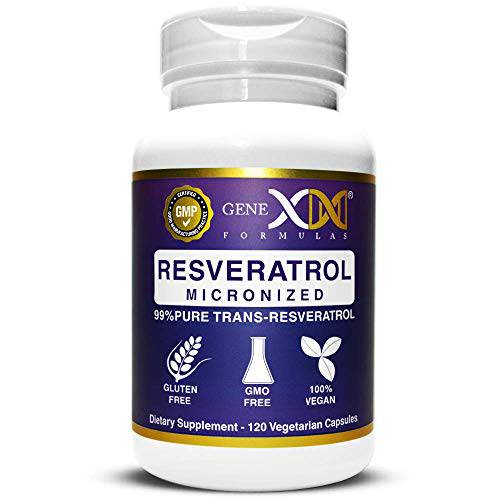 GENEX 99% Micronized Trans-Resveratrol with BioPerine for Absorption 1000mg | Pure Organic Pharmaceutical Grade Trans-Resveratrol Capsules for Healthy Aging and Cardiovascular Support, 120 Capsules