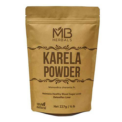 MB Herbals De-Seeded Karela Powder 227g (Half Pound) | 100% Pure Bitter Melon Powder | Momordica charantia Fr. | No Preservatives | Non GMO | Gluten Free