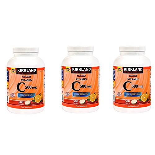 Kirkland PjfkkF Vitamin C (500 mg), Tangy Orange, Chewable Tablets, 500 Count (3 Pack)