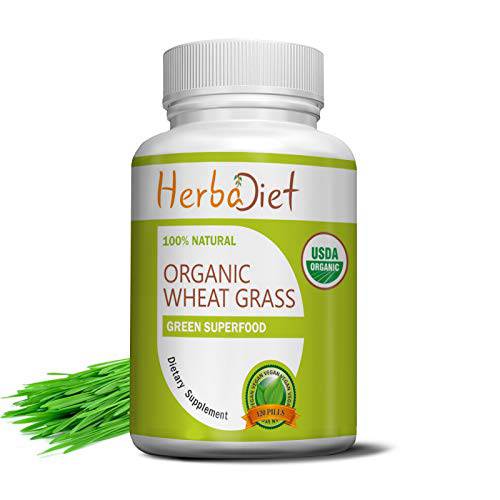 Organic Wheat Grass Whole Leaf 500mg Tablets Pills | Energy, Detox, Immune Support Alkalize Green Superfood Supplement | Non-GMO Gluten Free (120 Tablets)