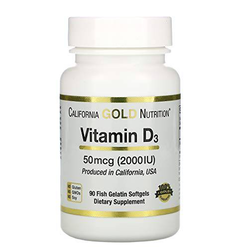 Vitamin D3, 50 mcg (2,000 IU), 90 Fish Gelatin Softgels, California Gold Nutrition