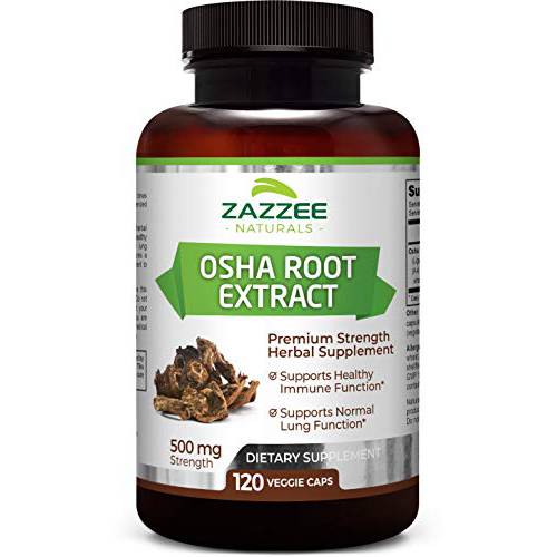 Zazzee OSHA Root Extract 120 Vegan Capsules, 500 mg Strength, Potent 4:1 Extract, Ligusticum porteri, Non-GMO and All-Natural