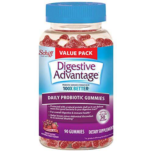 Digestive Advantage Superfruit Blend Probiotic Gummies - Survives Better Than 50 Billion - 90 Count (Pack of 2)