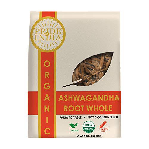 Pride of India- Organic Ashwagandha Root Whole- 8 oz (227 GM) Pack