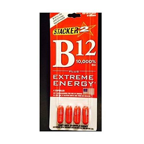 NEW FACTORY SEALED B12 Blister PacksBy Stacker Extreme Energy 12 Capsules 10,000 rda