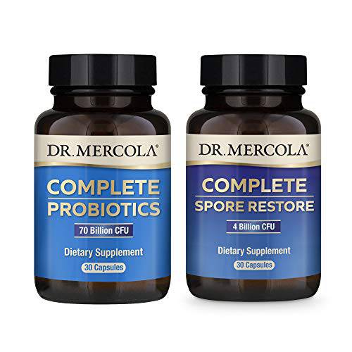 Dr. Mercola Complete Gut Restore Pack (30 Servings), Spore Restore 4 Billion CFU, Complete Probiotics 70 Billion CFU, Supports Digestive Health*, Non GMO, Gluten Free, Soy Free