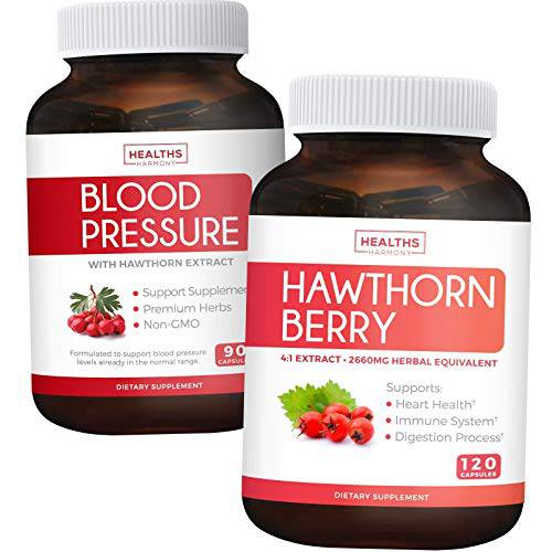 Save $4 (11% Off) - Heart Berry Bundle - Hawthorn Berry 4:1 Extract (120 Capsules) Supports Healthy Blood Pressure and Blood Pressure Support Supplement (Non-GMO) - Premium Natural Herbs & Vitamins