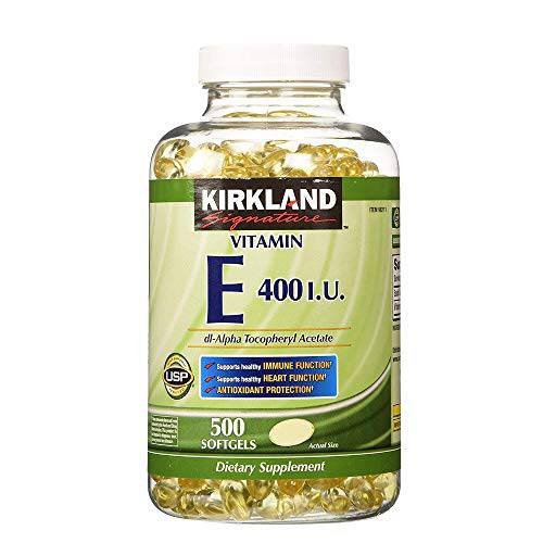 Kirkland Signature Vitamin E 400 I. U. 500 Softgels Per Bottle