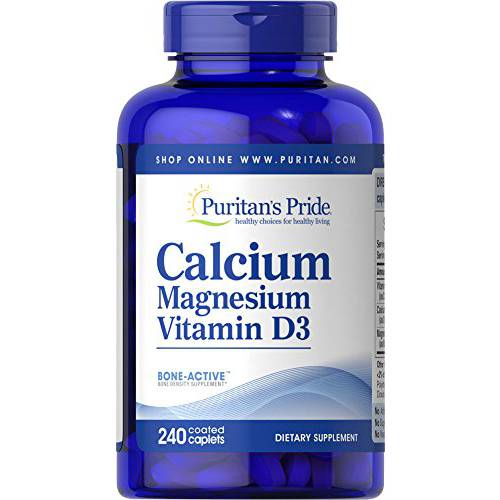 Puritan’s Pride Calcium Magnesium with Vitamin D Helps Maintain Bone Strength, 240 Caplets