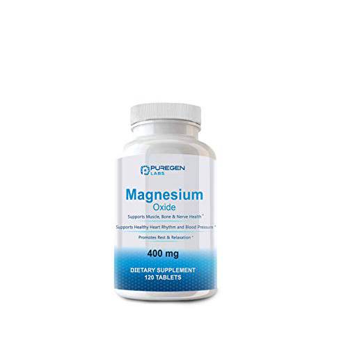Magnesium 400mg [High Potency] Supplement – Magnesium Oxide for Immune Support, Muscle Recovery, Leg Cramps, Relaxation - 120 Tablets