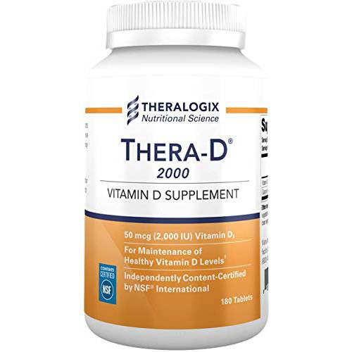 Thera-D 2000 Vitamin D Supplement | 2,000 IU Vitamin D3 Tablets | 180 Day Supply | Made in The USA