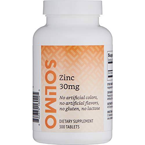 Amazon Brand - Solimo Zinc 30mg, 300 tablets, Ten Month Supply