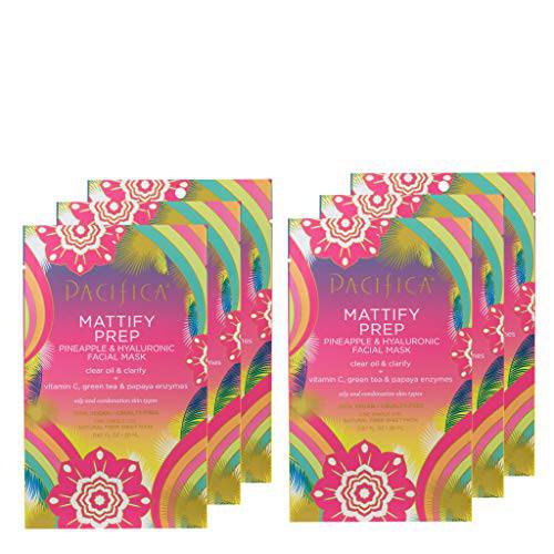 Pacifica Beauty Mattify Prep Pineapple & Hyaluronic Facial Mask, 6 Count