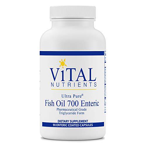 Vital Nutrients - Ultra Pure Fish Oil 700 Enteric (Pharmaceutical Grade Triglyceride Form) - Hi-Potency Wild Caught Deep Sea Fish Oil - 90 Enteric Coated Capsules per Bottle