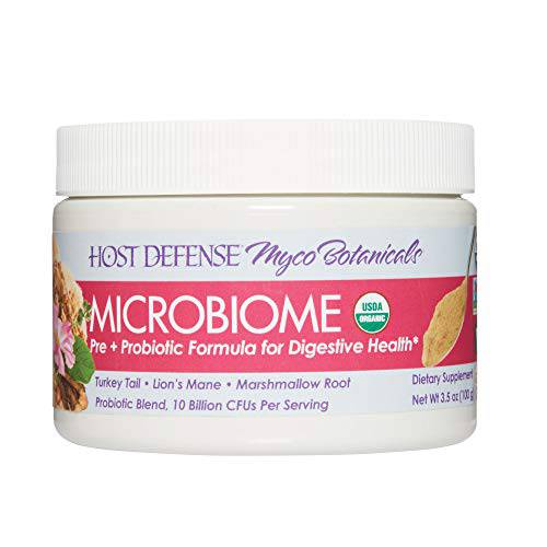 Host Defense, MycoBotanicals Microbiome Powder, Digestive Support with Probiotics, Mushroom Supplement, 3.5 oz, Plain