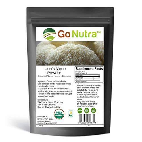 Lion’s Mane Mushroom Powder Organic | Pure Lion’s Mane Extract Powder 4 oz. (113 Grams)