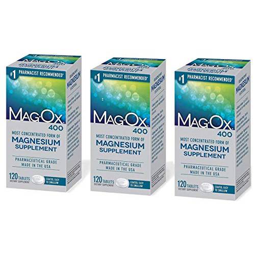 Mag-Ox 402 Mag-Ox 400 Magnesium Mineral Dietary Supplement Tablets, 483 mg Magnesium Oxide-3 Count, 3-Pack, 3.0 Count