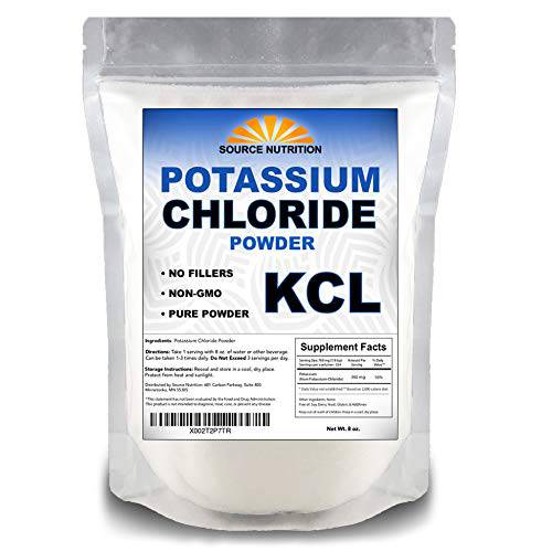 Source Nutrition Potassium Chloride Powder - Supports Hydration and Fluid Levels, Table Salt Substitute, Excellent Source of Potassium - KCL Supplement (8 oz.)