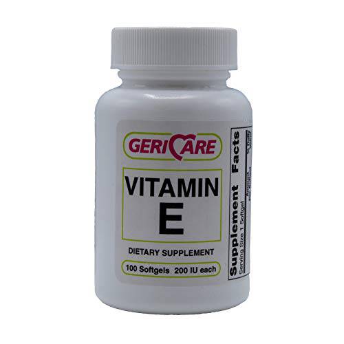 GeriCare Vitamin E Supplement, 200 IU Softgels (100 per Bottle)