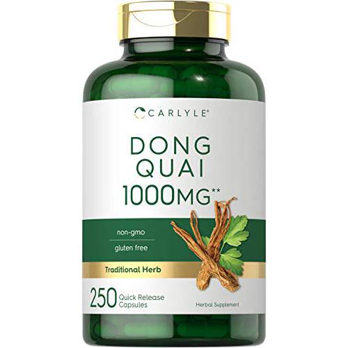 Dong Quai Capsules | 1000mg | 250 Count | Non-GMO and Gluten Free Supplement | Traditional Herb | by Carlyle