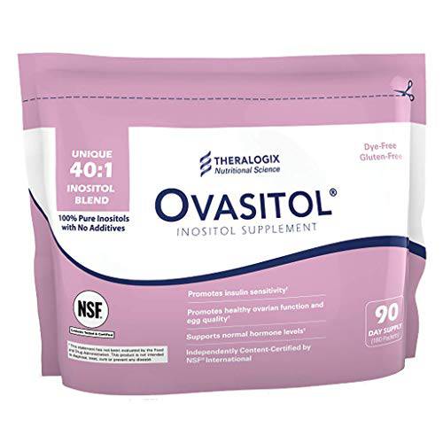 Theralogix Ovasitol Inositol Powder Packets - 90 Day Supply | 40:1 Blend of 4,000mg Myo Inositol & 100mg D-Chiro Inositol Daily | 180 Packets | Made in USA and NSF Certified