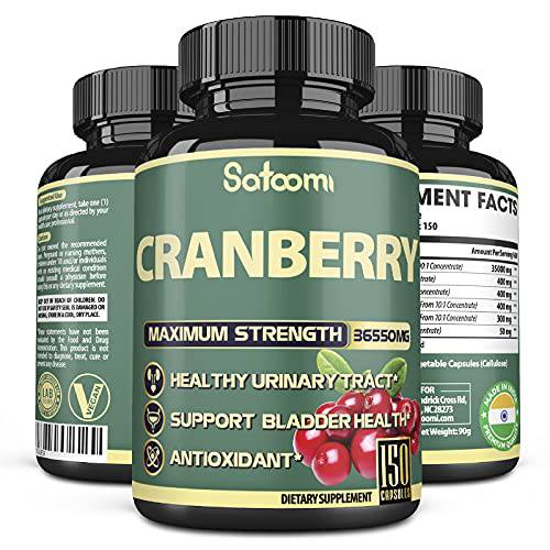 Extra Strength Cranberry Pill Extract Capsule - 5 Month Supply - Equivalent to 36550mg of 6 Herbal Ingredients - UTI, Immune, Digestion Support - 150 Count