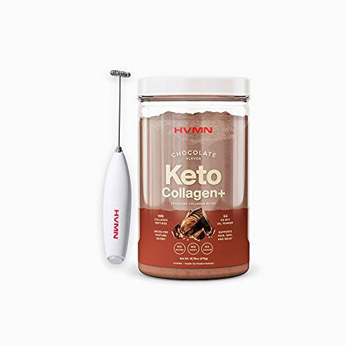H.V.M.N. Chocolate Keto Collagen+ Protein Powder with Electric Frother - Keto Coffee Creamer Bundle