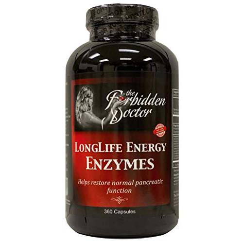 LongLife Energy Enzymes, 3mo Supply-Pancreatin 6X Strongest Enzyme Pancreas Digestive Support 100% Whole Food-No Synthetics, Trypsin 2500 USP, Chymotrypsin 1000 USP-PROBIOTICS-Turmeric-Herbs