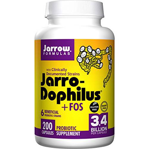 Jarrow Formulas, Jarro-Dophilus plus FOS, For Intestinal and Immunal Support, 3.4 Billion cells per Capsule, 200 Capsules (2 Pack)