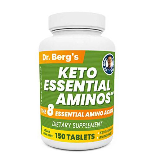 Dr. Berg’s Keto Essential Aminos - Contains 8 Essentials Amino Acids -Keto Friendly & Rich in Protein Vegan Tablets - Workout & Muscle Recovery Energy Supplements - Support Healthy Hormones -150 Tabs