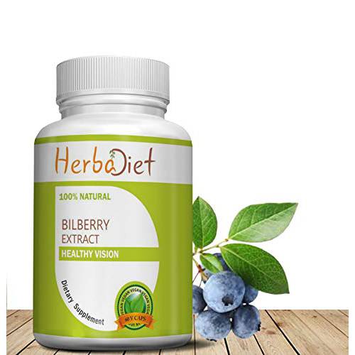 Bilberry Extract Capsules | Natural Antioxidant, Immune System Booster with Polyphenols Support | Eye & Vision Health Support Supplement | High Strength, 25% Anthocyanins | Non-GMO (120 Capsules)