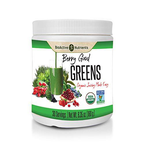 BioActive Nutrients: Berry Good Greens - Superfood Powder - 30 Servings - 100% USDA Organic Non-GMO Vegan Supplement, Helps Boost Energy, Detox, Healthy Metabolism, Whole Food Nutrition