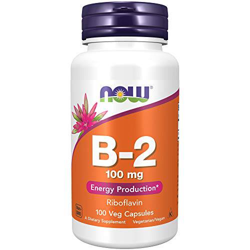 NOW Supplements, Vitamin B-2 (Riboflavin) 100 mg, Energy Production*, 100 Veg Capsules