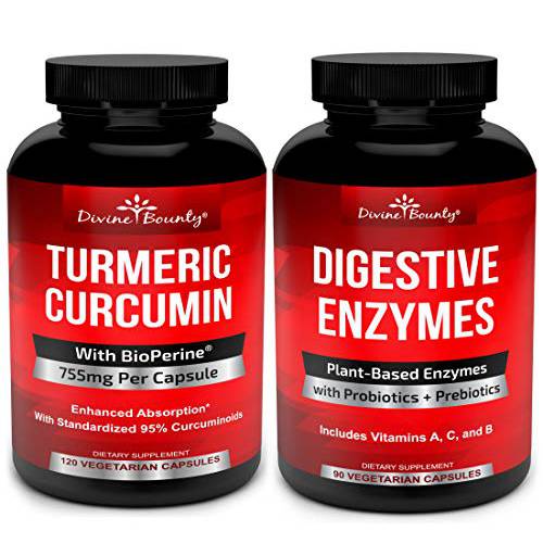 Turmeric Curcumin with BioPerine & Digestive Enzymes with Probiotics Bundle