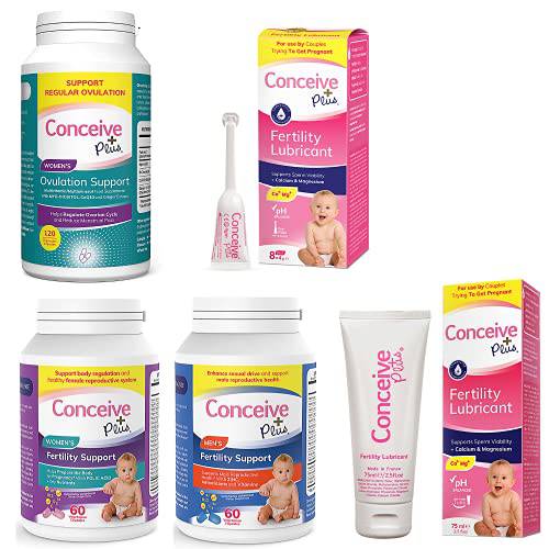 CONCEIVE PLUS Complete Fertility Bundle - Trying To Conceive Couples Kit TTC Fertility Supplements and Sperm Friendly Lubricants