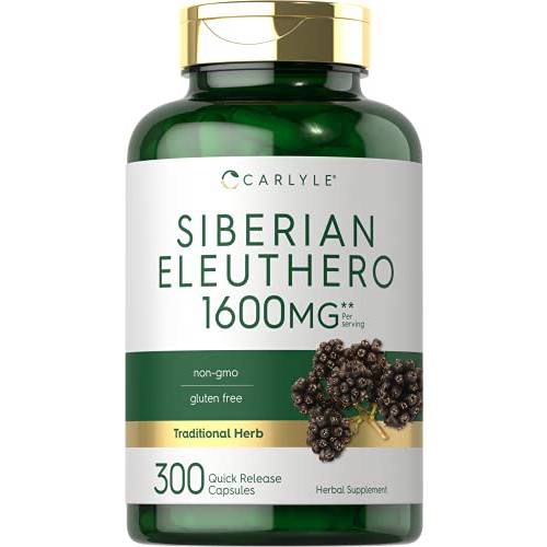 Carlyle Siberian Eleuthero | 1600mg | 300 Capsules | Non-GMO and Gluten Free Formula | Siberian Ginseng | Traditional Herbal Supplement