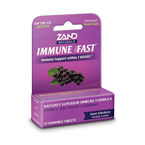 Zand Immune Fast Elderberry Chews | Boosts Immune Response & Cell Activity w/EpiCor* & Vitamin C, 15 Tablets, 5 Serv.