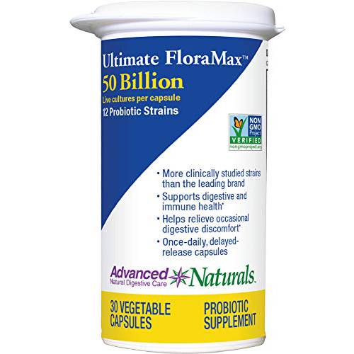 Advanced Naturals Ultimate FloraMax Adult Probiotic, 50 Billion CFU, 30 Caps (Package May Vary)