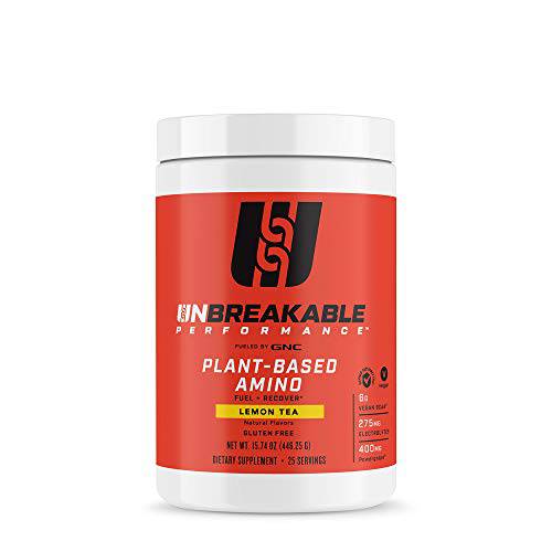 GNC Unbreakable Performance Plant-Based Amino | Fuel + Recover, Banned Substance Free | Lemon Tea | 25 Servings