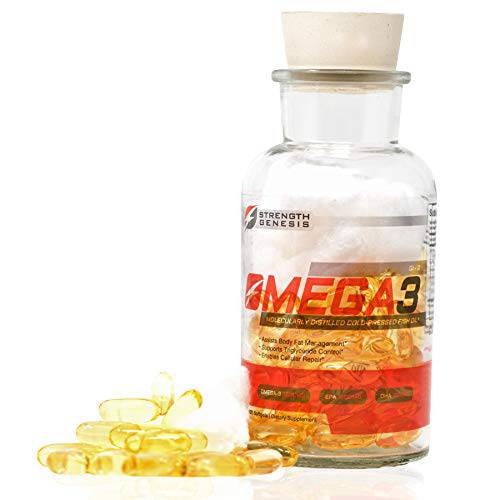 Strength Genesis Fish Oil Omega 3 5000mg EPA DHA, Cold Pressed Omega 3 Fish Oil Molecularly Distilled Cold Processed 120 Soft Gels