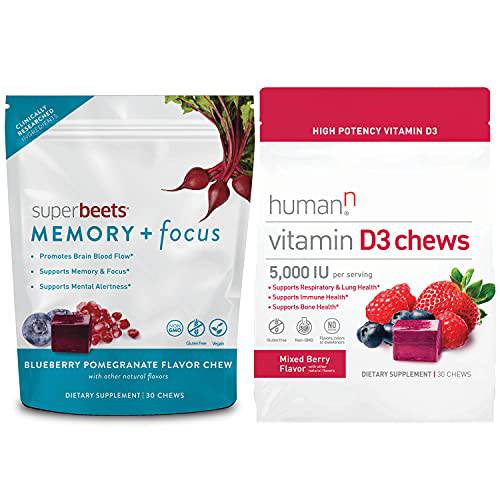 humanN SuperBeets Memory + Focus Chews & D3 Chews
