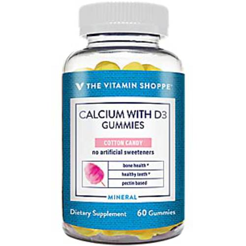 Calcium with Vitamin D Gummies Supports Bone Teeth Health Cotton Candy (60 Gummies)