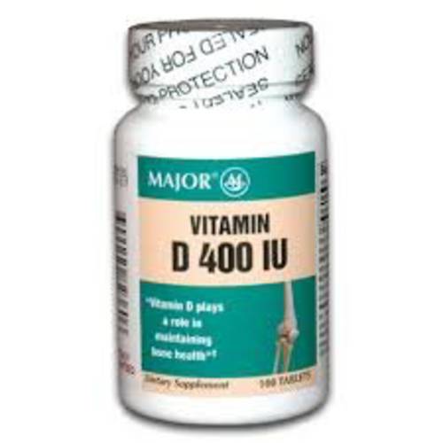 Major Pharmaceuticals Vitamin D3 400IU Tablets, 100 Count Bottle (1 Pack)