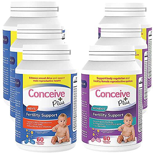 Conceive Plus His + Hers Fertility Support 3 Month Supply Prenatal Supplements - Vitamins Bundle for Couples Trying to Conceive