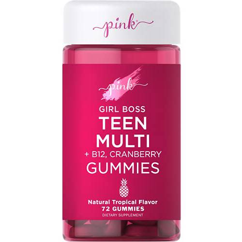 Teen Multivitamin Gummies | 72 Count | Non-GMO & Gluten Free | with B12 and Cranberry | by Pink