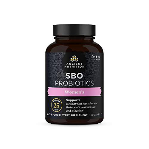 Probiotics for Women by Ancient Nutrition, SBO Probiotics Women’s 60 Ct, Digestive and Immune Support, Bloating Relief for Women, Gluten Free, Superfoods Blend, 25 Billion CFUs*