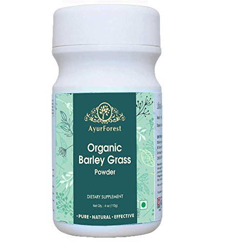 AyurForest Organic Barley Grass Powder | 4 Oz (113 GMS) | Premium Quality Energy Supplements Superfood