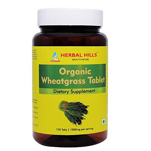 Herbal Hills Wheat Grass Tablets | 120 Count (1000mg) | Whole-Leaf Wheat Grass Powder for Energy Detox & Immunity Support