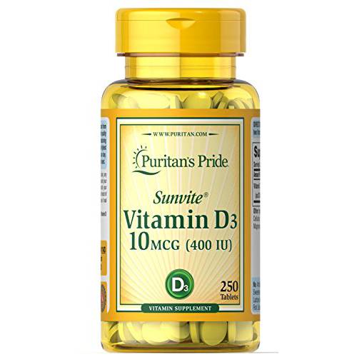 Puritan’s Pride Vitamin D3 10 mcg (400 IU)-250 Tablets